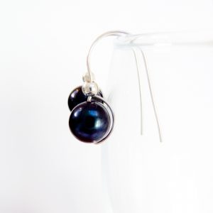 Black freshwater pearl drop earrings