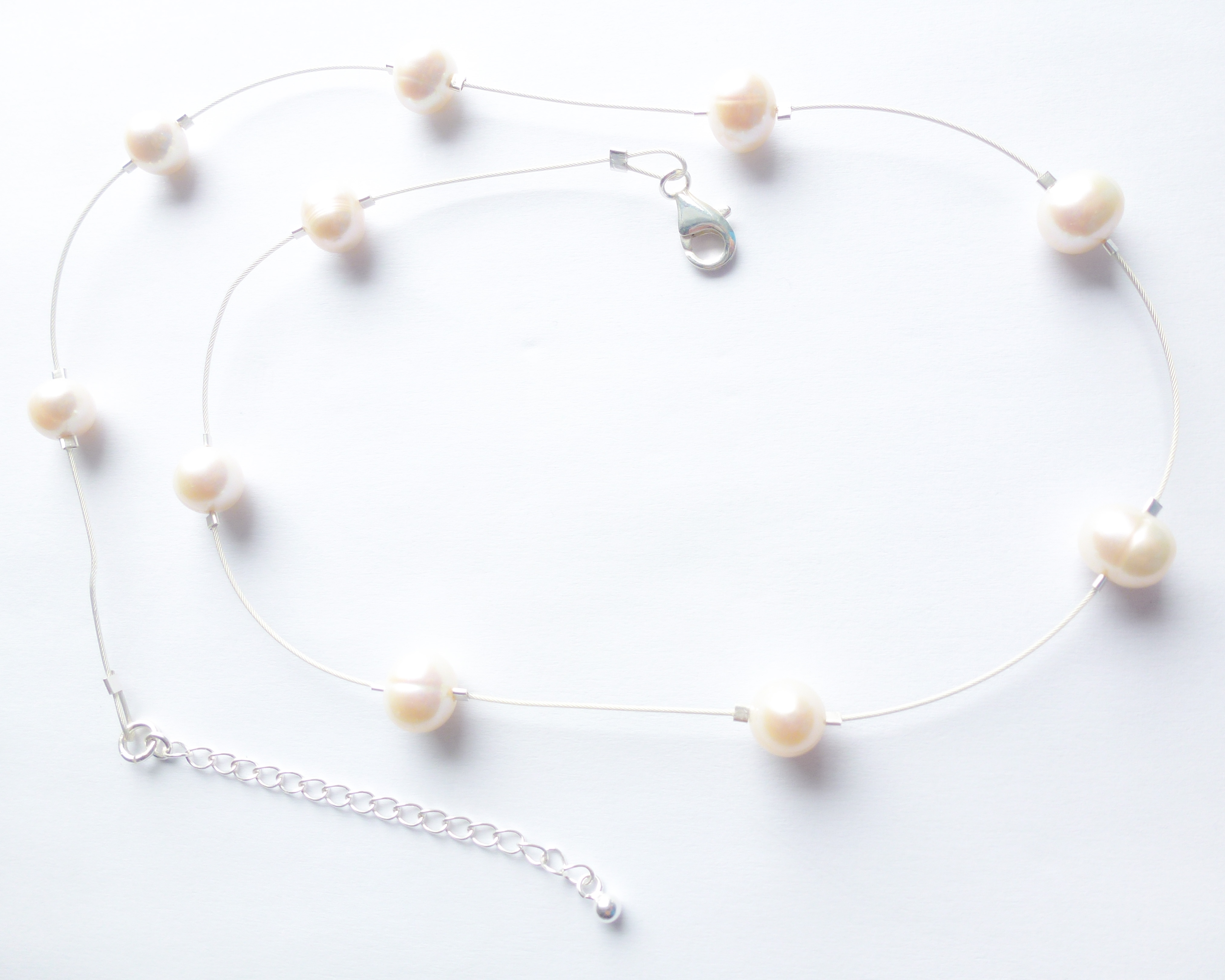 White Freshwater Pearl floating necklace – DSikorska